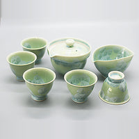 京都・陶磁器・京焼／清水焼の結晶釉の煎茶セット